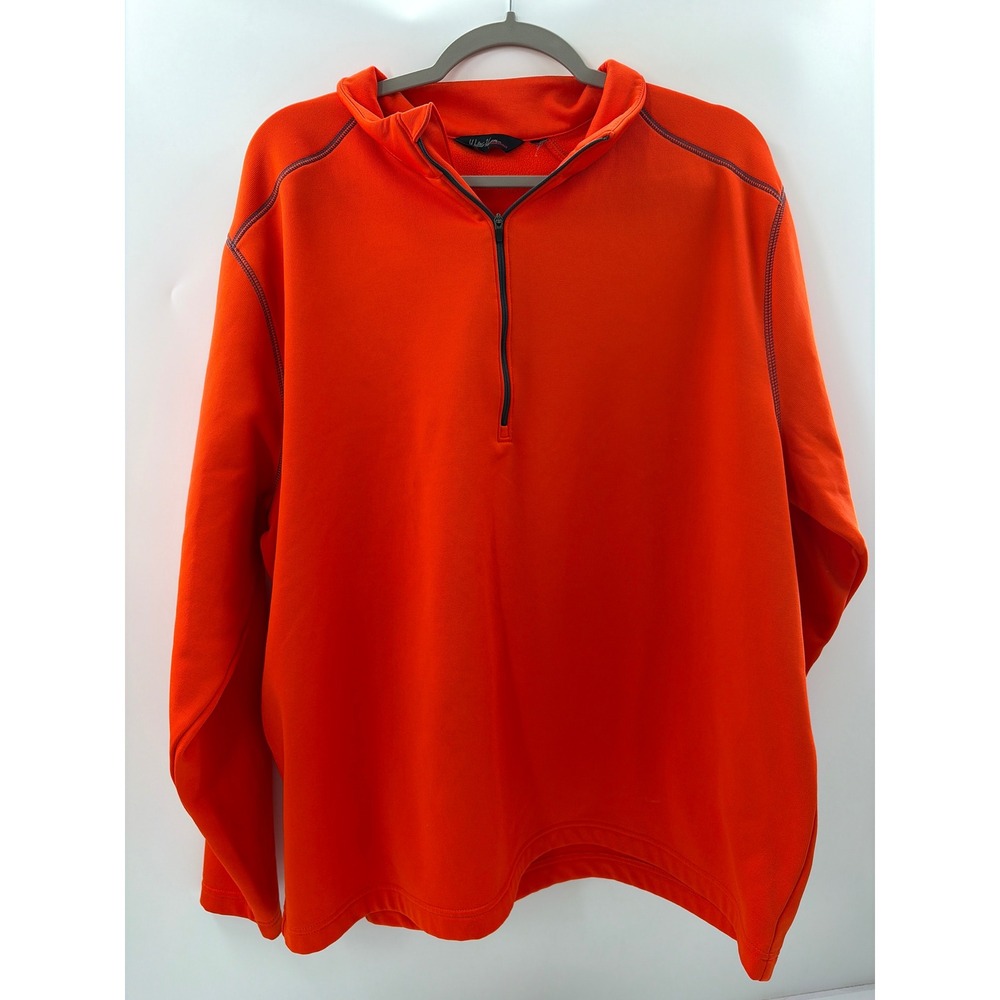 Walter Hagen Essentials Mens Orange Quarter Zip Fleece Pullover Sweatshirt L